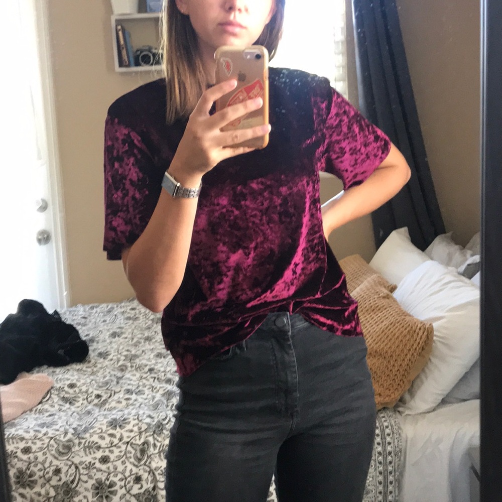 Maroon velvet T-shirt